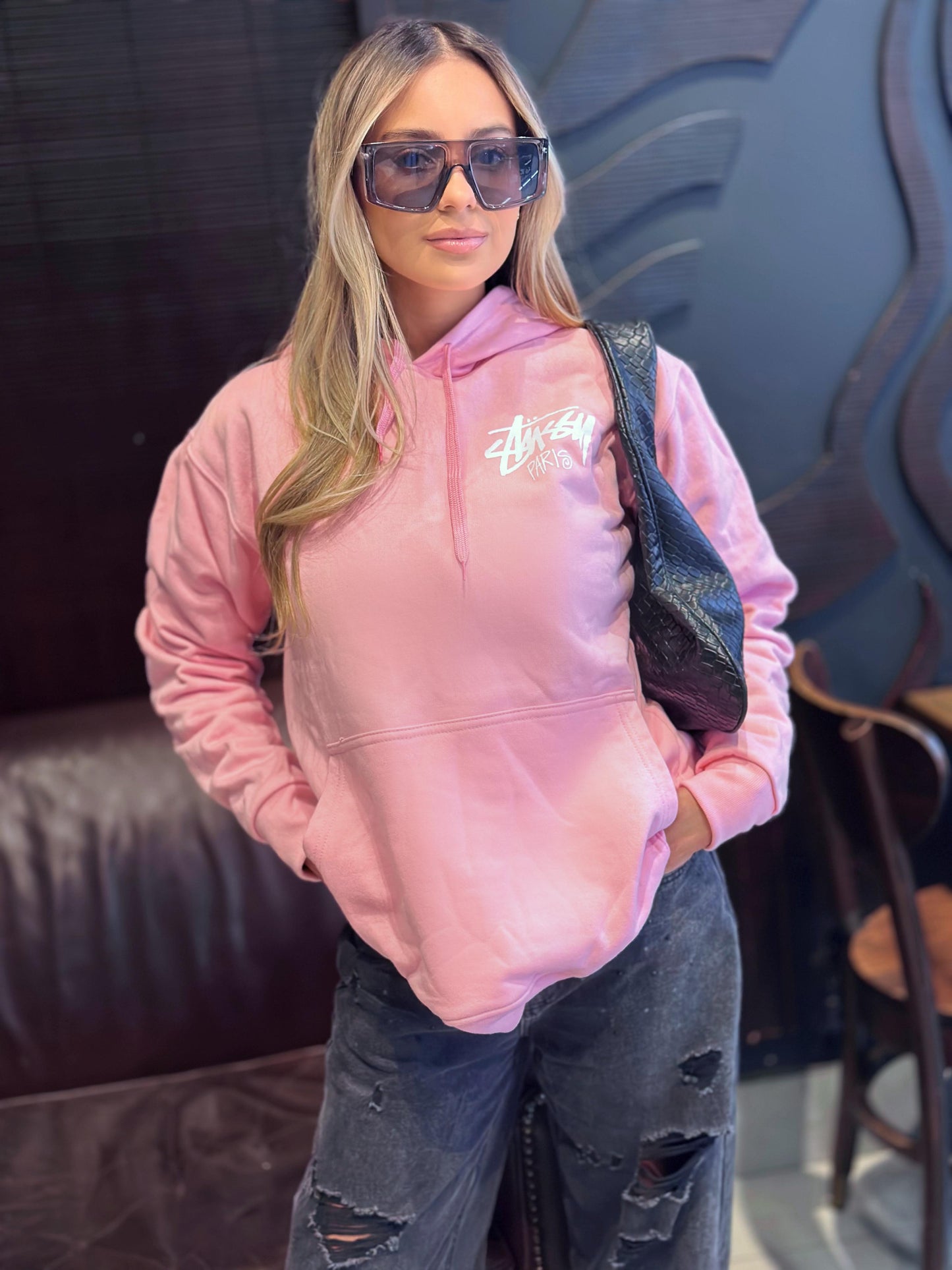 Polerón Oversize Stussy Paris Rosa