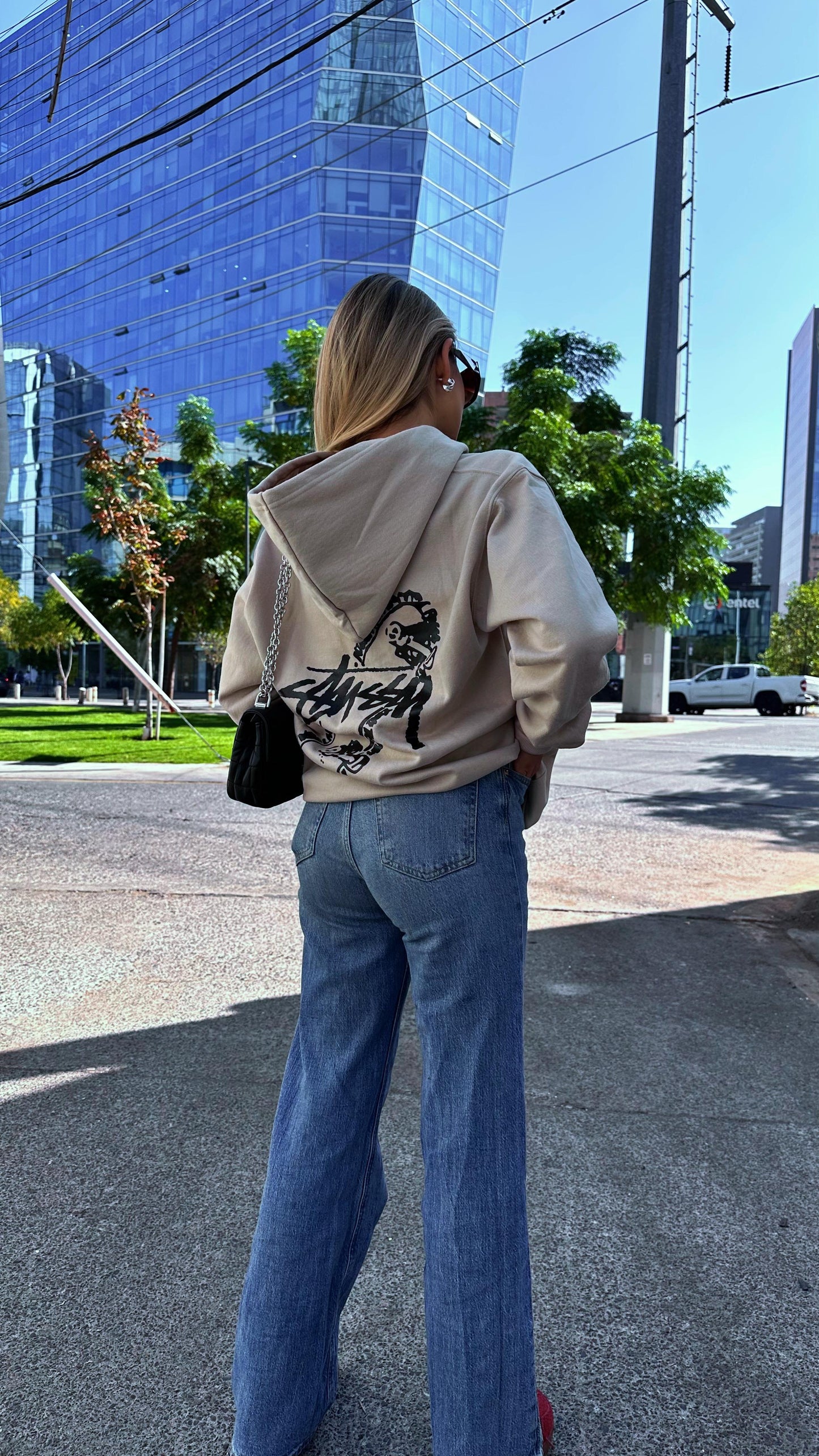 Polerón Oversize "Stussy" Patineta Blanco Invierno