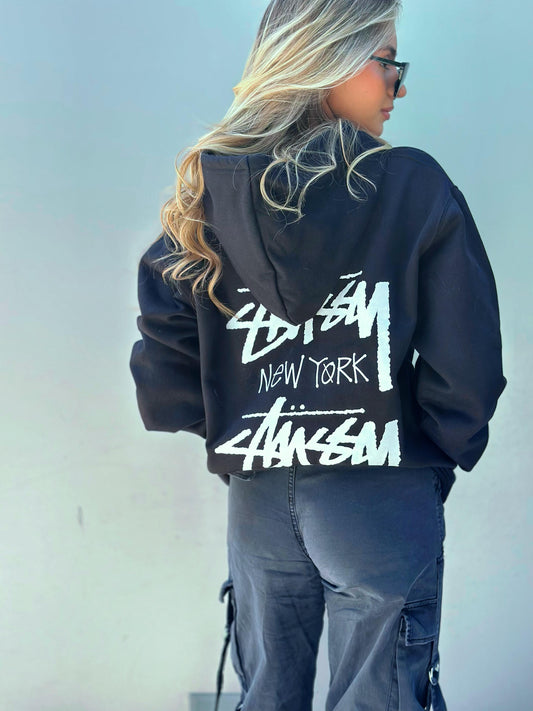 Polerón Negro Stussy New York - Estilo Urbano Cool y Comodidad