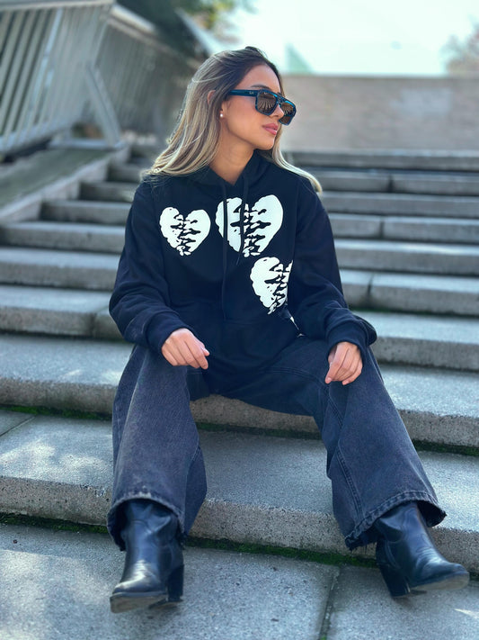 Poleron Oversize Corazon Negro